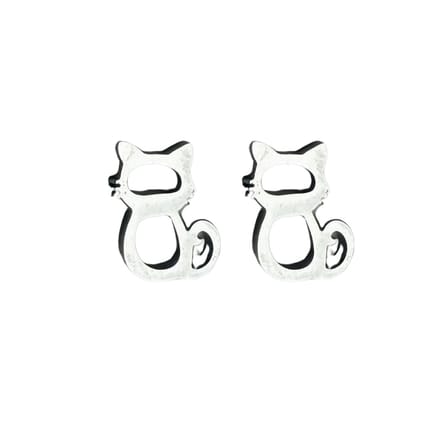 Oorbellen - poes - rvs - zilverkleur - Charme Bijoux