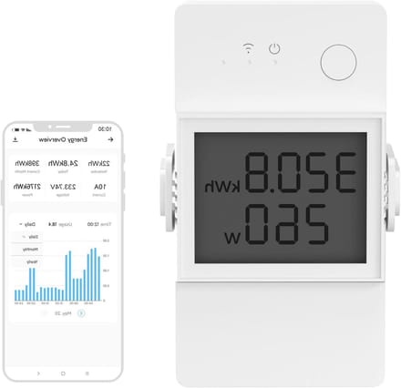 WiFi Schakelaar - Stroommeter Wattmeter - Energie Verbruik Meten - Real-time LCD Display - 16A 4000W - Wit