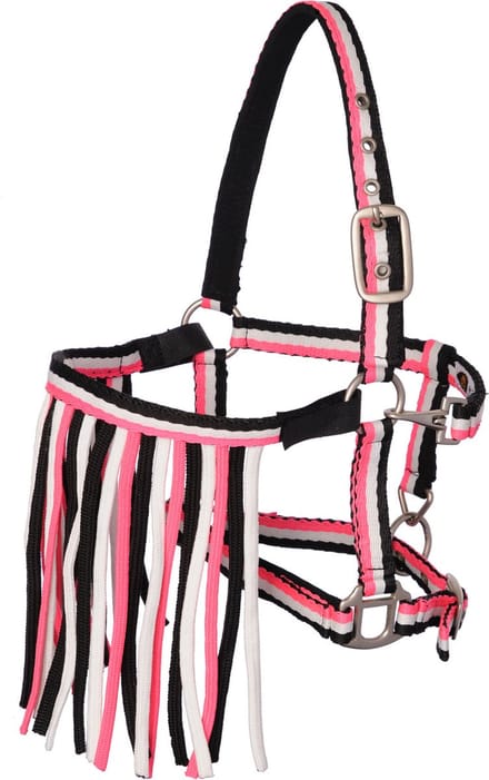 MHS Halster Stripe met touw en vliegenfrontriem Shet Roze