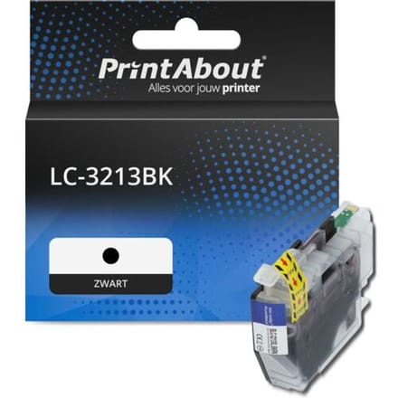 PrintAbout Inktcartridge LC-3213BK Zwart Hoge capaciteit geschikt voor Brother
