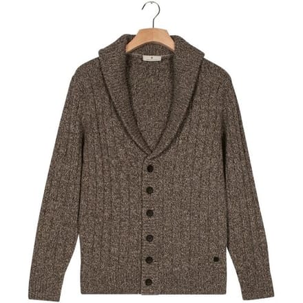 Thomas Maine Vest Cardigan Buttons Shawl Collar Twisted Structure Knit Grijsgroen / male