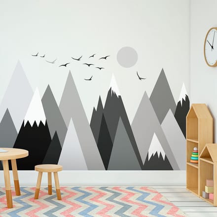 Kinderstickers met Scandinavische bergen van Rebeka, 100 x 150 cm