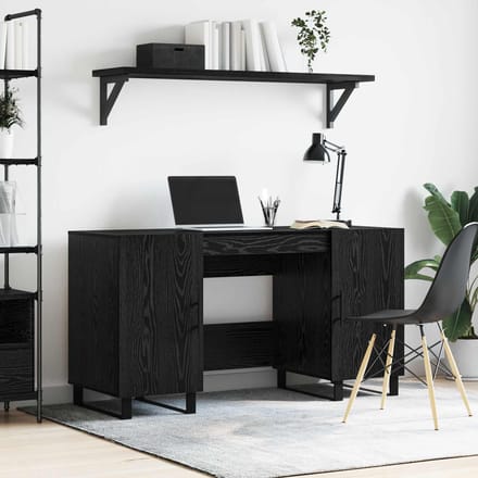 vidaXL - Bureau - Zwart - eiken - Bewerkt - hout - 140 - x - 50 - x - 75 - cm