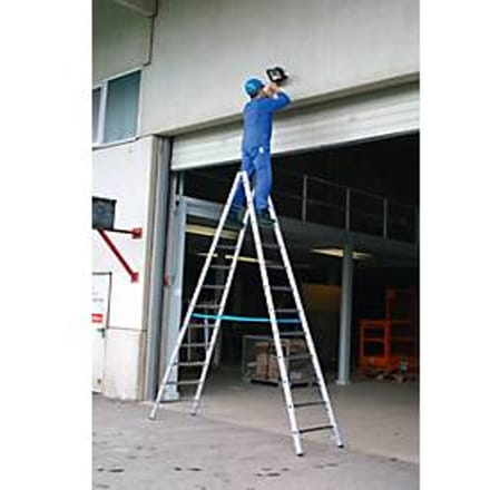 Dubbele trapladder, van aluminium, 2x 12 sporten