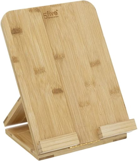 5Five Tablet/iPad houder - naturel - 26 x 20 cm - bamboe hout - standaard - Tablethouder - iPadhouder