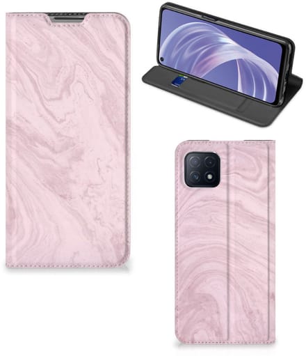 OPPO A73 5G Standcase Marble Pink - Origineel Cadeau Vriendin