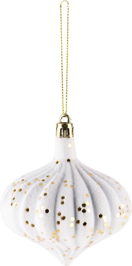 Dekoratief | Hanger 'Flocked Glitter', wit/goud, stof, 8x8x8cm | A245340