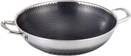 Cheffinger Wokpan met Deksel - 32cm - RVS - Honingraat - Inductie