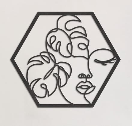 Wanddecoratie | Monstera face in hexagon - M (35x40cm)