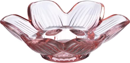 Glazen Waxinehouder – Bloemvorm – Roze Transparant - Ø12 H3 cm