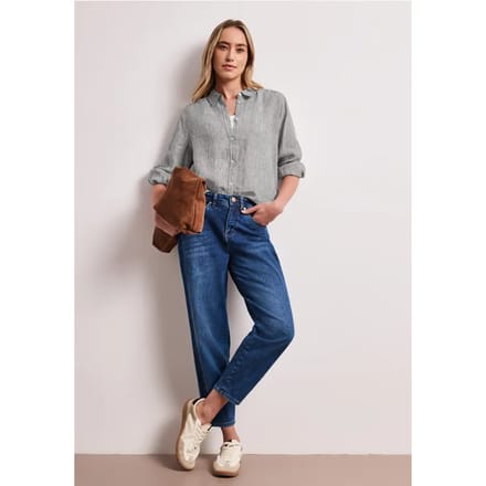 Linnen blouse met 3/4 mouwen en strepen