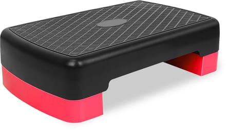 Fitness Step Platform - 45.72 cm - Verstelbare Hoogte 10.16cm-15.24cm - Gemakkelijke Opslag - Rood
