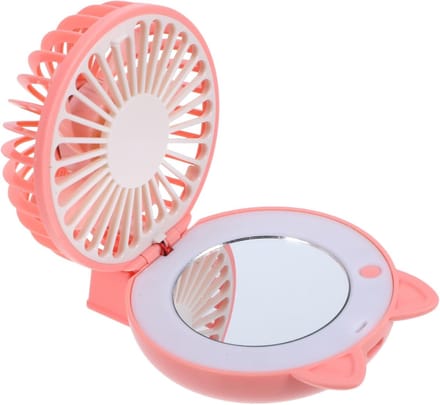 VHV - Spiegelventilator - mini ventilator met spiegel - USB oplaadbaar - met LED - voor make-up, tas, reis, bureau