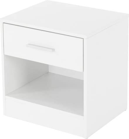ML-Design Nachtkastje met één lade en open vak, wit, gemaakt van hout, 36,5x38,5x30cm, aluminium handvat, nachtkastje nachtkastje bijzettafeltje, geschikt voor elk bed & slaapkamer