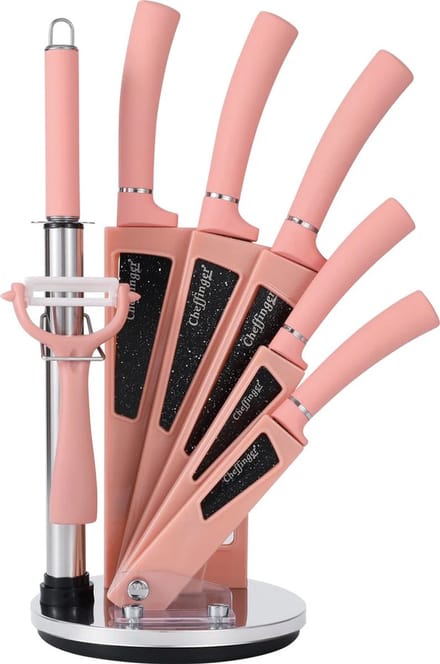 Cheffinger Messenset met Standaard - 8-delig - Roze