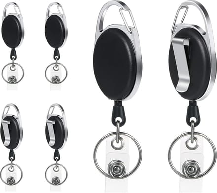 Badge Reel Set van 6 Stuks, Retractable ID Kaarthouder met Clips en Sleutelring voor Professioneel Gebruik