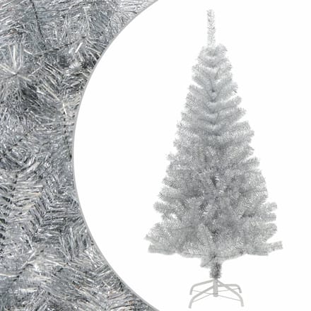 vidaXL - Kunstkerstboom - met - standaard - 120 - cm - PET - zilverkleurig