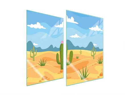 TMK ArtDeko Kaktus - Beschermglasplaat - 2x 35x52 cm - Veilig
