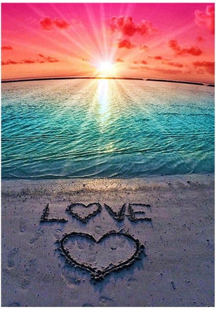 Diamond Painting Set - Zonsondergang LOVE - 30 X 40 - Kado Tip !!