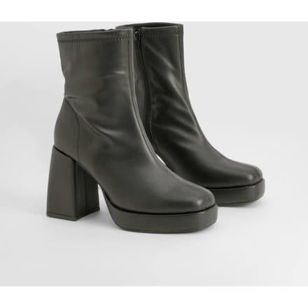 boohoo Dames Block Heel Platform Sock Boots | Black | Maat: 3