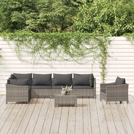vidaXL - 8-delige - Loungeset - met - kussens - poly - rattan - grijs