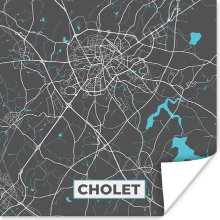 Poster Cholet - Frankrijk - Plattegrond - Kaart - Stadskaart - 75x75 cm