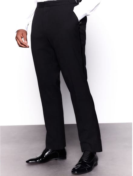 Next - Heren - Normale Pasvorm - Adjustable Tuxedo Trousers With Wool - Zwart