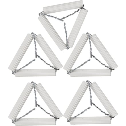 5 stuks 65 mm Laboratorium Klei Driehoekige Kroeshouder Keramische Pijpen en IJzerdraad white