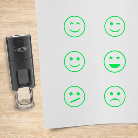 CombiCraft stempelset Smiley groen met 6 stempels