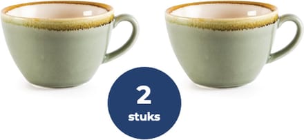 Olympia Kiln Cappuccino Kop - Mosgroen - 34cl (Set van 2 stuks)