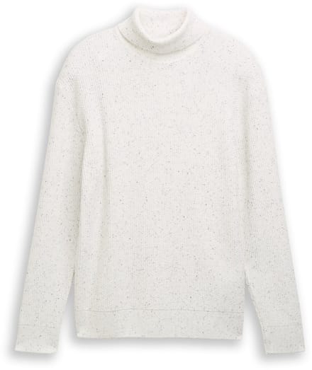Tom Tailor Denim - Coltrui van noppengaren - Maat L - offwhite multicolor neps