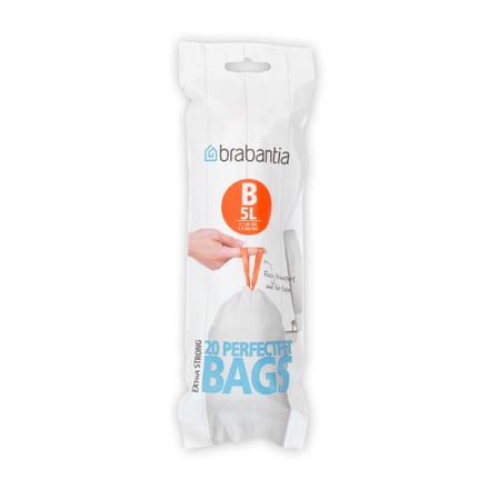 brabantia Size B - trash can liner - 5 L - high-density polyethylene (HDPE) - Wit - pack of 12 x 20