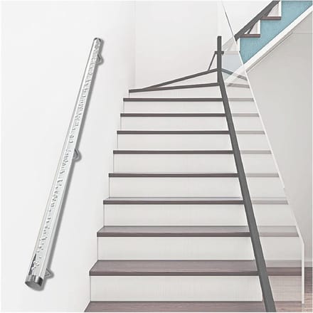Trapleuning Acryl - Wandmontage Reling - Veilig Traplopen - Antislip Oppervlak - 50-500 cm - Transparant Zilver