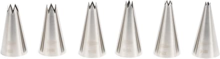 Patisse spuitmondjes set rvs open ster 6-delig taartdecoratie.