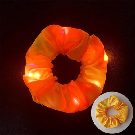 Lichtgevende Scrunchie Haarband – Oranje met Gekleurde LED-lichtjes - WK Voetbal