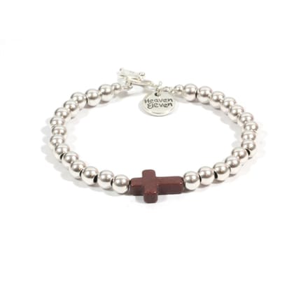 Heaven Eleven - dames - Armband - zilver - plating - bruin - kruis