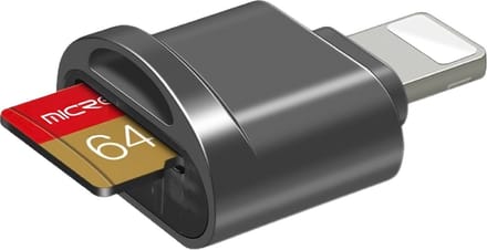 Micro SD kaartlezer voor iPad en iPhone Zwart Lightning Compatibel