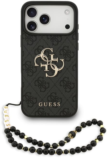 Hoes voor Apple iPhone 17 Pro Max, Guess, 4G Classic Logo met Band, Zwart