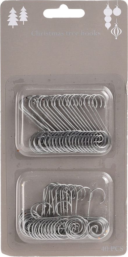 Kerstbalhaakjes zilver 40-delig