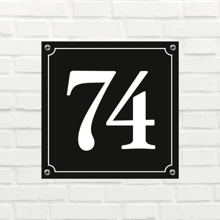 Huisnummerbord Mat zwart Deluxe - Nummer 74 - incl. bevestiging