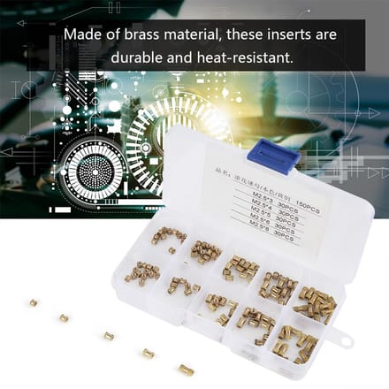 150 pièces M2.5 Laiton Cylindre Moleté Rond Moulé Inserts Écrous Insérés