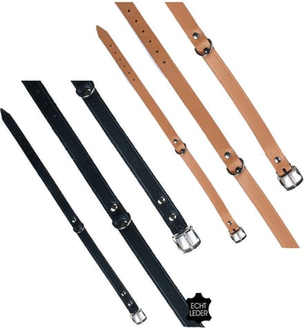 Hondenhalsband leer, Naturel/ Zwart 27 t/m 56cm.