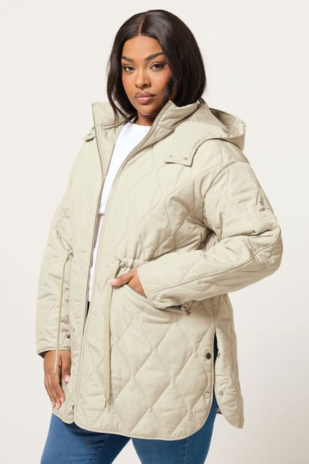 Yours Ivoorwitte Lichte Jas Met Diamantruiten Size 50-52