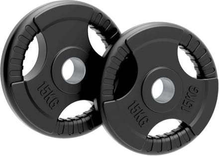 Olympische schijven 15kg paar - tri-grip - rubberlaag - 50mm gat