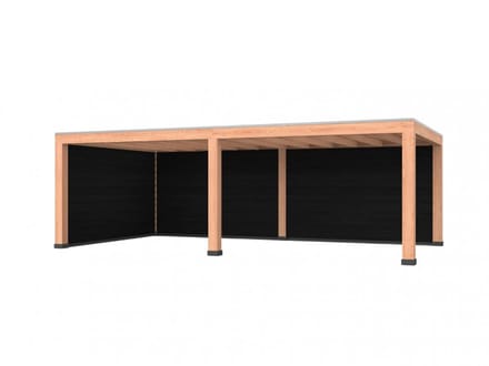 Douglas overkapping, 750 x 400, met achterwand en zijwand, Westwood Modern Basic zwart