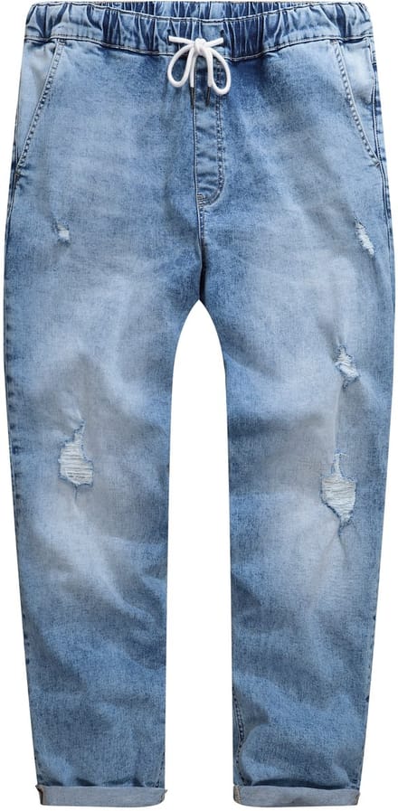 STHUGE - Heren - Jeans FLEXLASTIC® denim destroyed-look vintage - Gebleekt denim - Maat 5XL