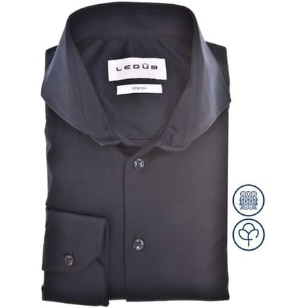 Ledûb Overhemd Cotton Jersey Stretch Shirt Donker Blauw / male