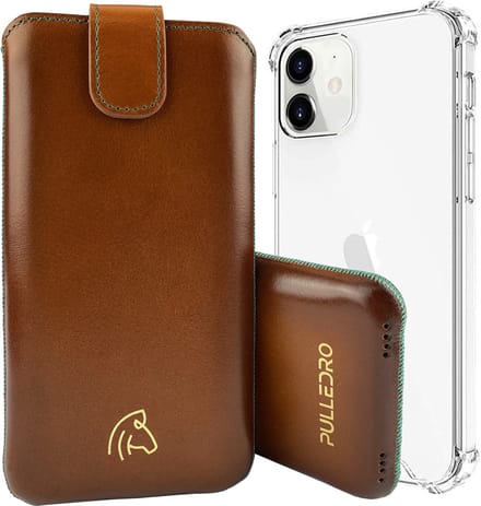 Pulledro geschikt voor iPhone 13 Sleeve leren Insteekhoesje + BackCover - Ởlive Ƈognac
