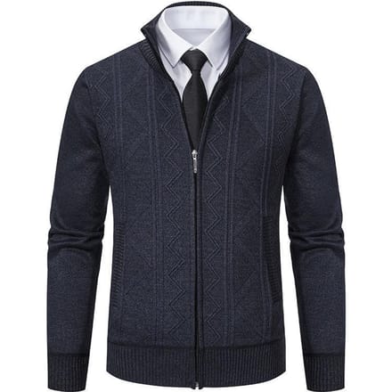 Winter Heren Vest Trui Jas Opstaande Kraag Gebreid Dik Gebreide Trui 3XL black