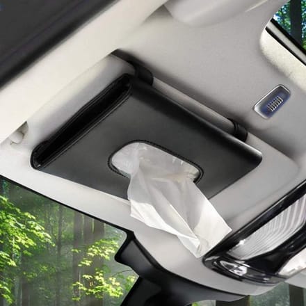Auto tissue box - PU leer - Hangend - Zwart - Geschikt voor tissue box en masker box